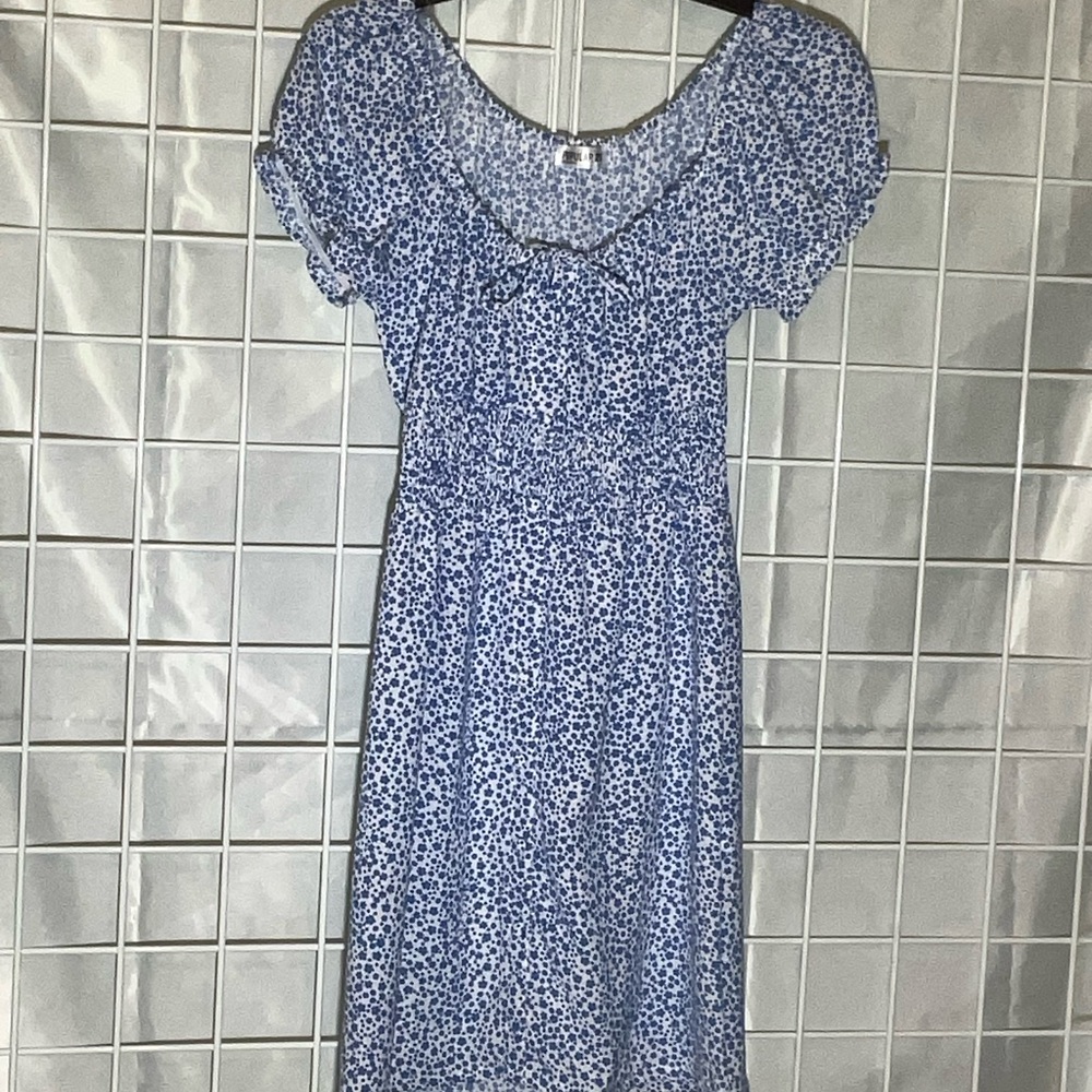 Chic Blue Patterned Midi Dress